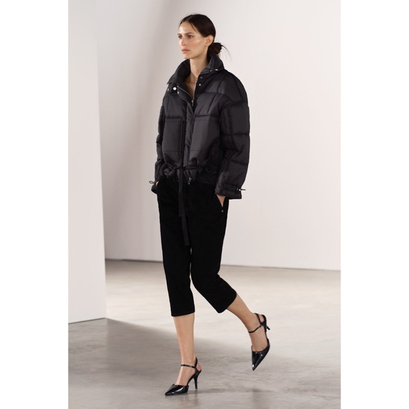 ZARA • Black Puffer Water Repellent Anorak ZW Collection Jacket Coat - Picture 6 of 12